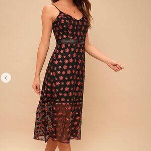 Lulu's Black Floral Embroidered Midi Dress (BB Dakota)
